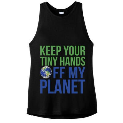 Keep Your Tiny Hads Off My Planet Earth Photo Ladies PosiCharge Tri-Blend Wicking Tank
