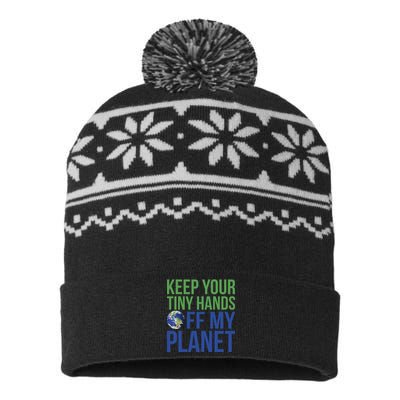 Keep Your Tiny Hads Off My Planet Earth Photo USA-Made Snowflake Beanie