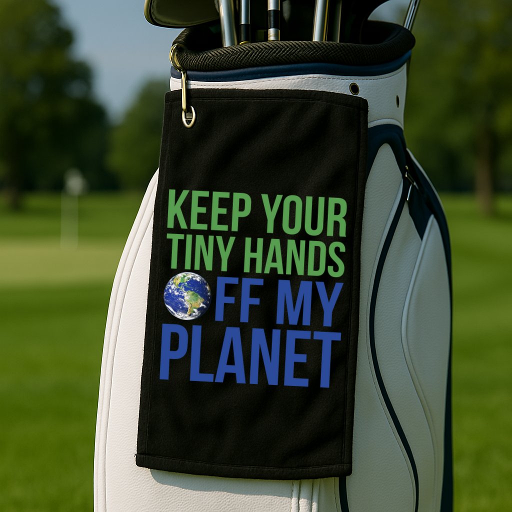 Keep Your Tiny Hads Off My Planet Earth Photo Golf Towel