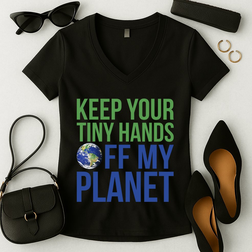 Keep Your Tiny Hads Off My Planet Earth Photo Women's V-Neck T-Shirt