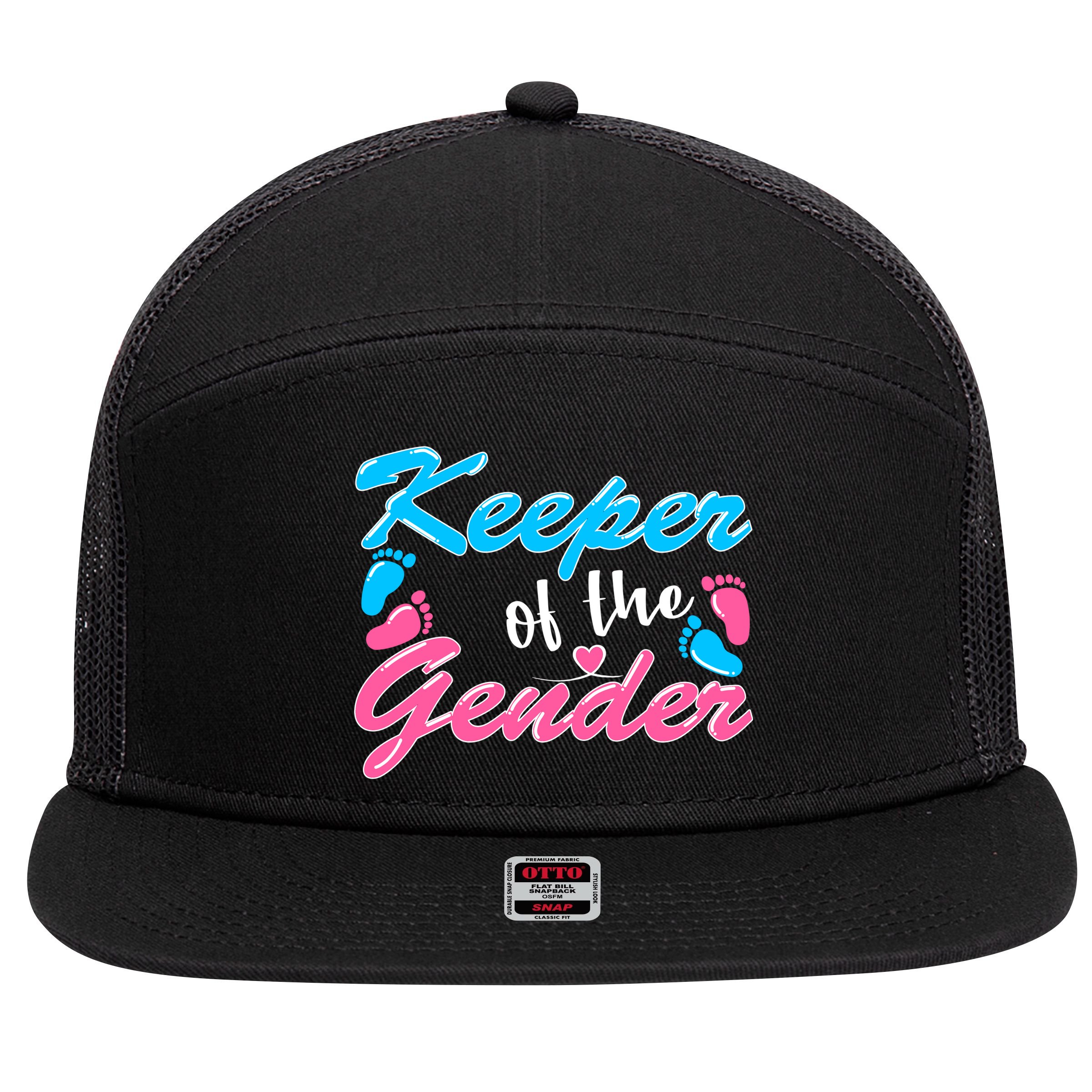 Keeper Of The Gender Baby Reveal Party 7 Panel Mesh Trucker Snapback Hat