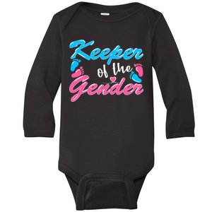 Keeper Of The Gender Baby Reveal Party Baby Long Sleeve Bodysuit