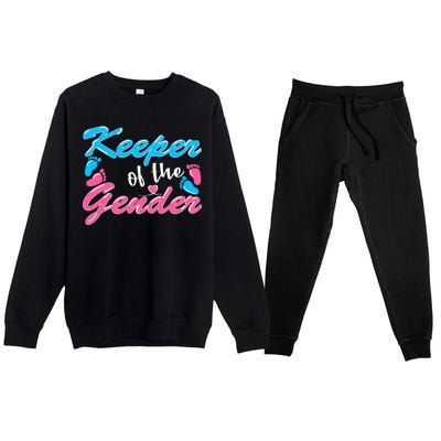 Keeper Of The Gender Baby Reveal Party Premium Crewneck Sweatsuit Set