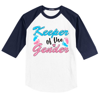 Keeper Of The Gender Baby Reveal Party Baseball Sleeve Shirt