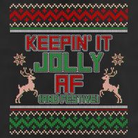 Keepin' It Jolly AF And Festive Ugly Sweater Christmas 7 Panel Mesh Trucker Snapback Hat