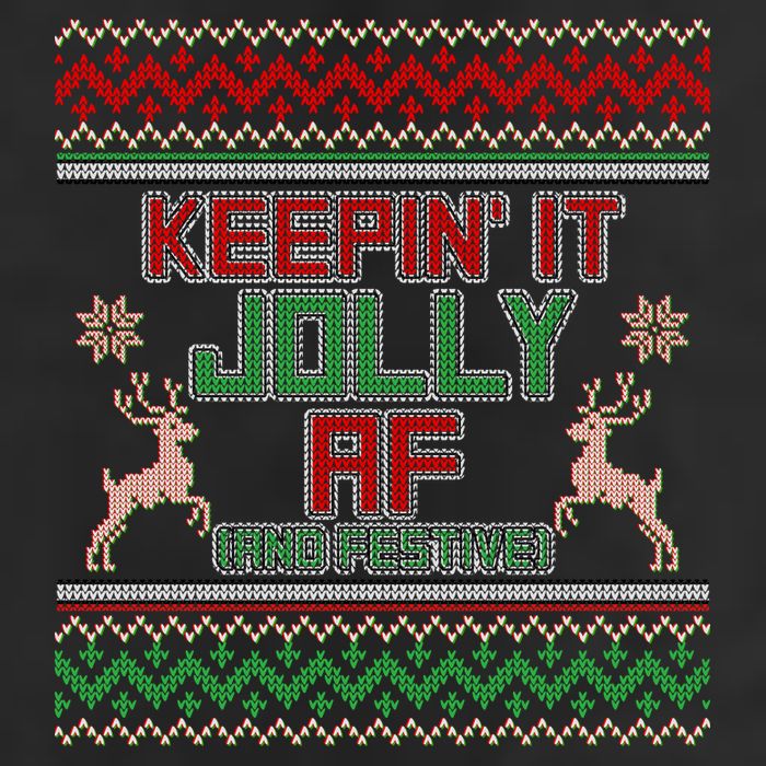 Keepin' It Jolly AF And Festive Ugly Sweater Christmas 7 Panel Mesh Trucker Snapback Hat