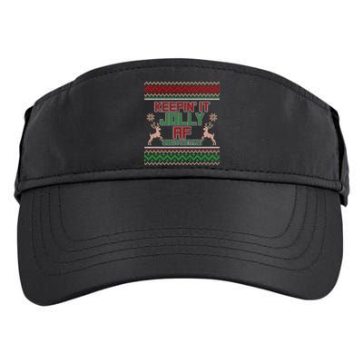 Keepin' It Jolly AF And Festive Ugly Sweater Christmas Adult Drive Performance Visor