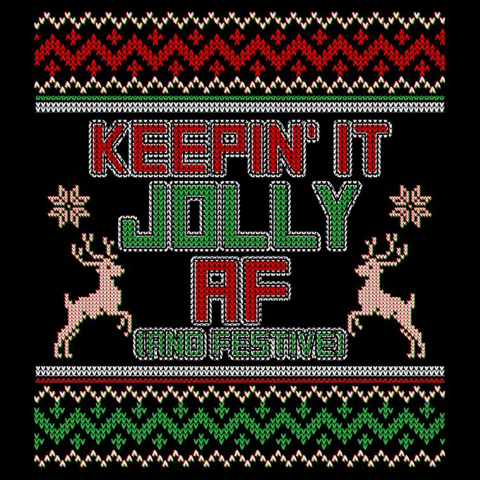 Keepin' It Jolly AF And Festive Ugly Sweater Christmas Flatbill Hat