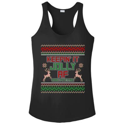 Keepin' It Jolly AF And Festive Ugly Sweater Christmas Ladies PosiCharge Competitor Racerback Tank
