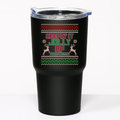 Keepin' It Jolly AF And Festive Ugly Sweater Christmas Tumbler