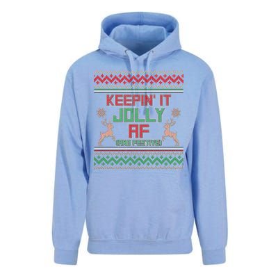 Keepin' It Jolly AF And Festive Ugly Sweater Christmas Unisex Surf Hoodie