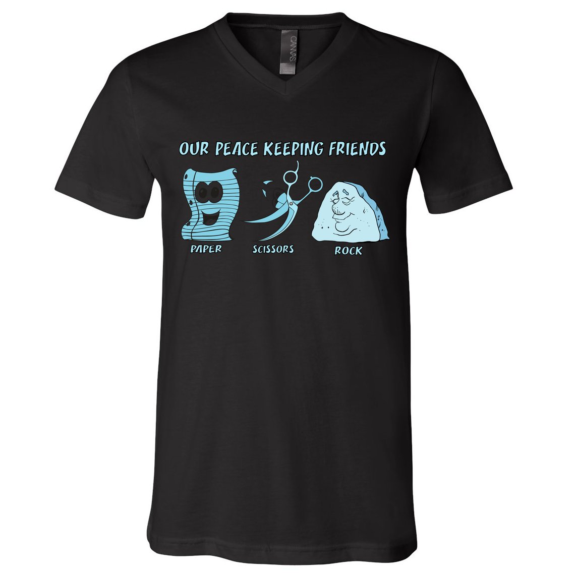 Keeping Friends Scissors Paper Rock V-Neck T-Shirt