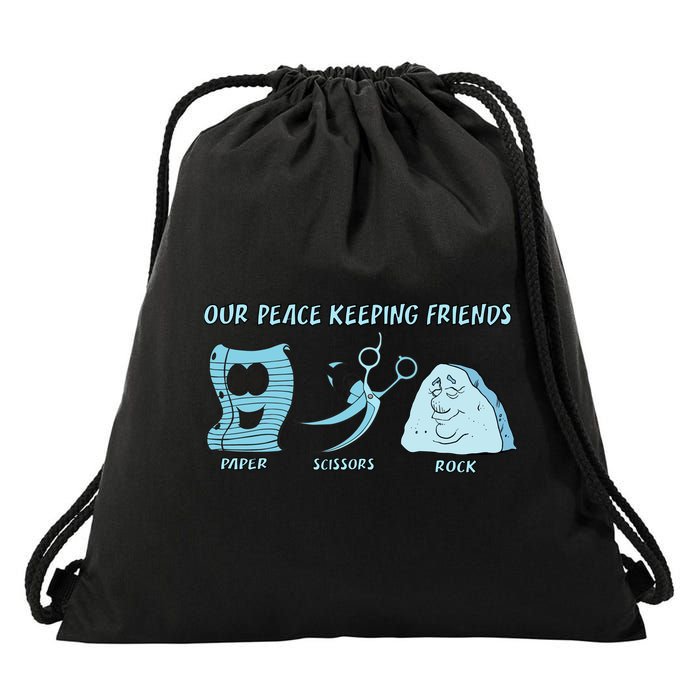 Keeping Friends Scissors Paper Rock Drawstring Bag