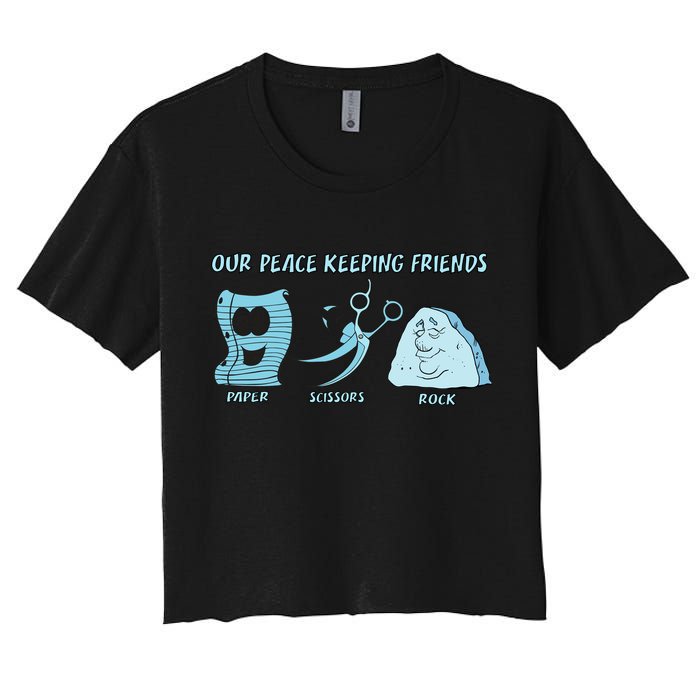 Keeping Friends Scissors Paper Rock Women's Crop Top Tee