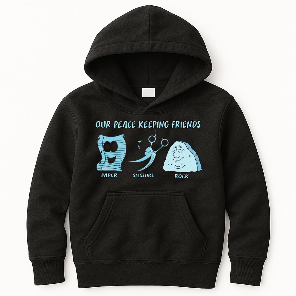 Keeping Friends Scissors Paper Rock Kids Hoodie