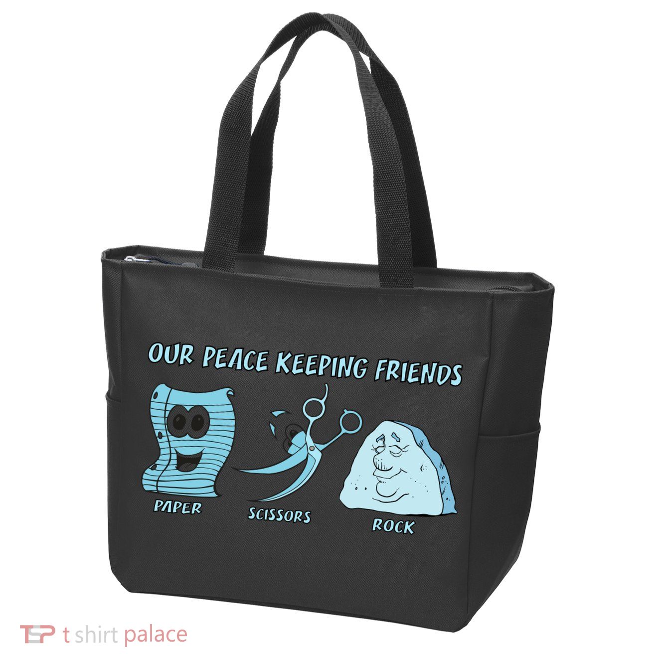 Keeping Friends Scissors Paper Rock Zip Tote Bag