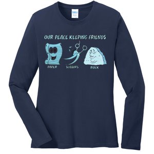 Keeping Friends Scissors Paper Rock Ladies Long Sleeve Shirt