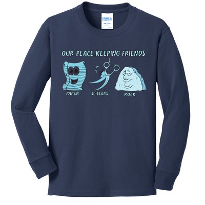 Keeping Friends Scissors Paper Rock Kids Long Sleeve Shirt