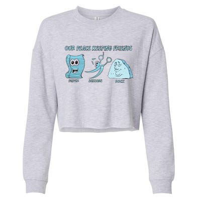 Keeping Friends Scissors Paper Rock Cropped Pullover Crew