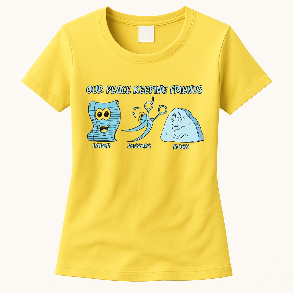 Keeping Friends Scissors Paper Rock Womens T-Shirt