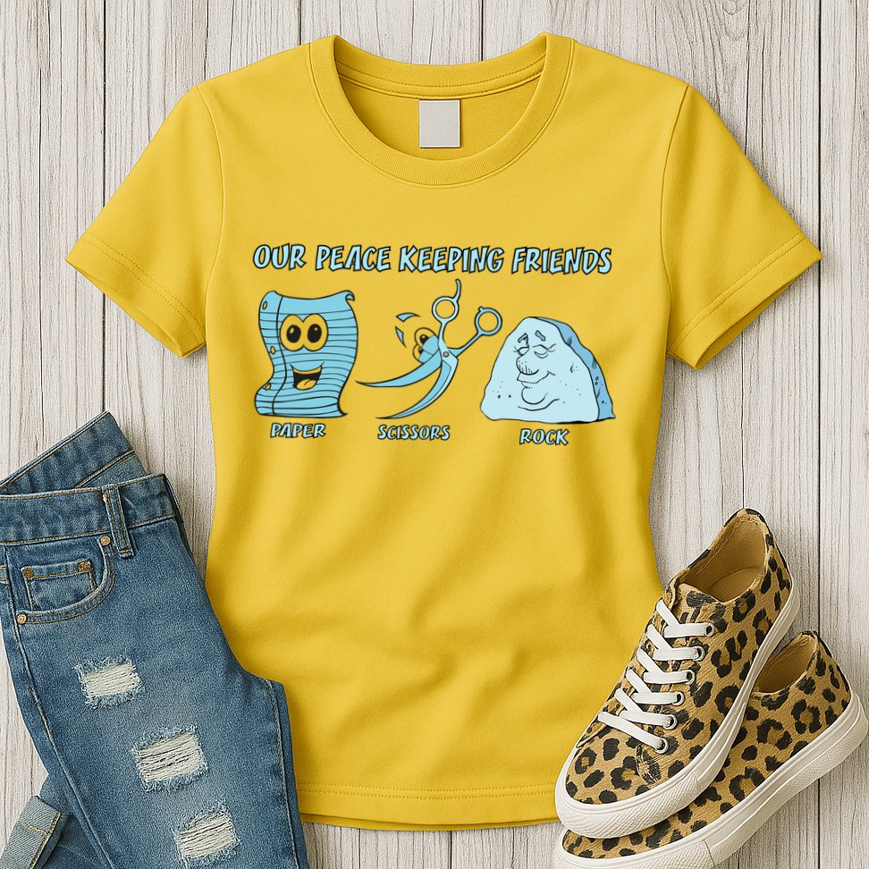 Keeping Friends Scissors Paper Rock Womens T-Shirt