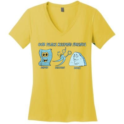 Keeping Friends Scissors Paper Rock Women's V-Neck T-Shirt