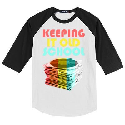 Keeping It Old School Vintage Records Kids Colorblock Raglan Jersey