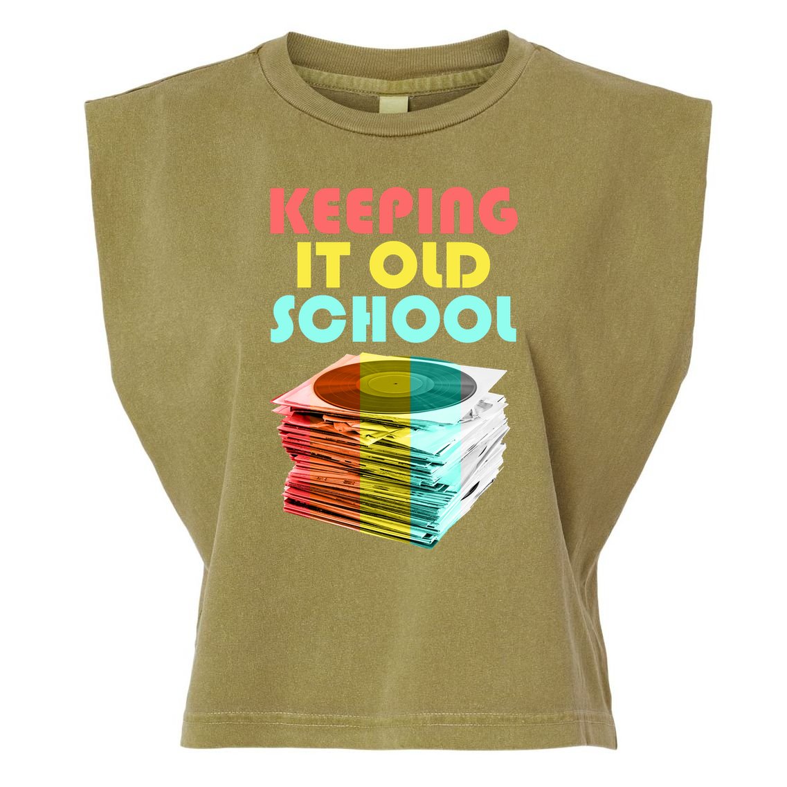 Keeping It Old School Vintage Records Garment-Dyed Women's Muscle Tee