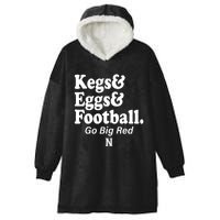 Kegs Eggs & Football Funny Red Hooded Wearable Blanket