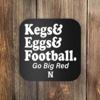 Kegs Eggs & Football Funny Red Coaster