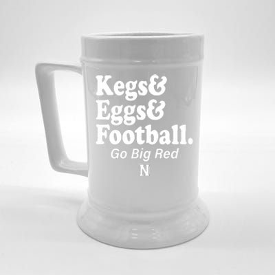 Kegs Eggs & Football Funny Red Beer Stein