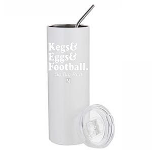 Kegs Eggs & Football Funny Red Stainless Steel Tumbler