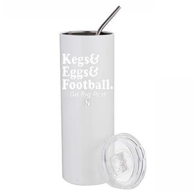 Kegs Eggs & Football Funny Red Stainless Steel Tumbler