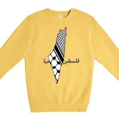 Keffiyeh Scarf Palestine Map Arabic Free Palestine Premium Crewneck Sweatshirt