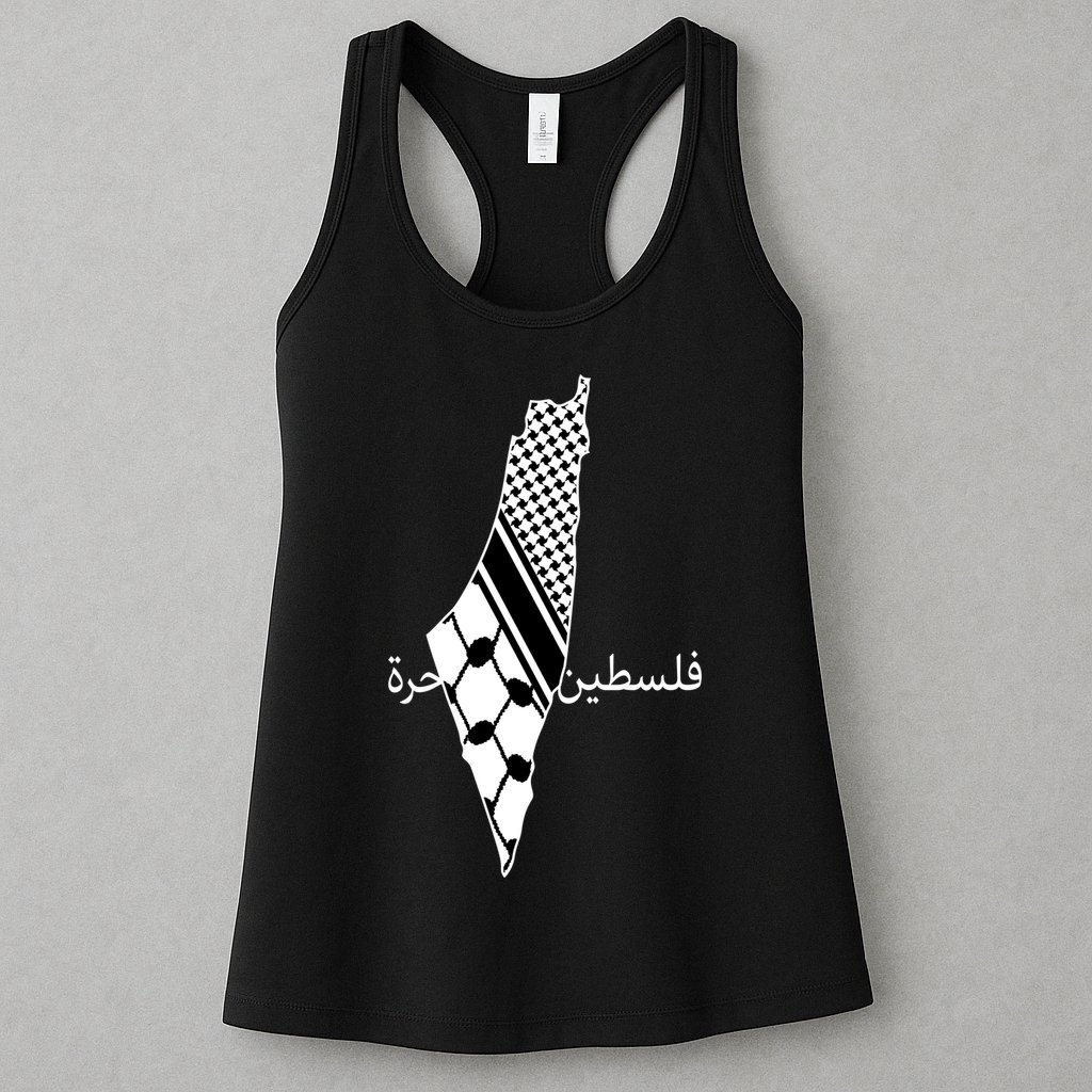 Keffiyeh Scarf Palestine Map Arabic Free Palestine Womens Tank Top