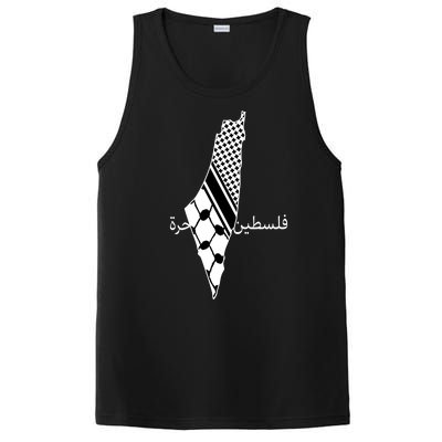 Keffiyeh Scarf Palestine Map Arabic Free Palestine PosiCharge Competitor Tank