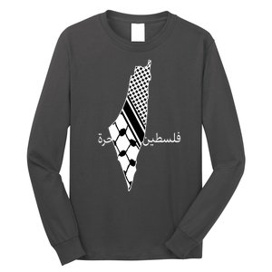 Keffiyeh Scarf Palestine Map Arabic Free Palestine Long Sleeve Shirt