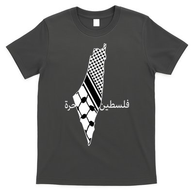 Keffiyeh Scarf Palestine Map Arabic Free Palestine T-Shirt