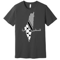 Keffiyeh Scarf Palestine Map Arabic Free Palestine Premium T-Shirt