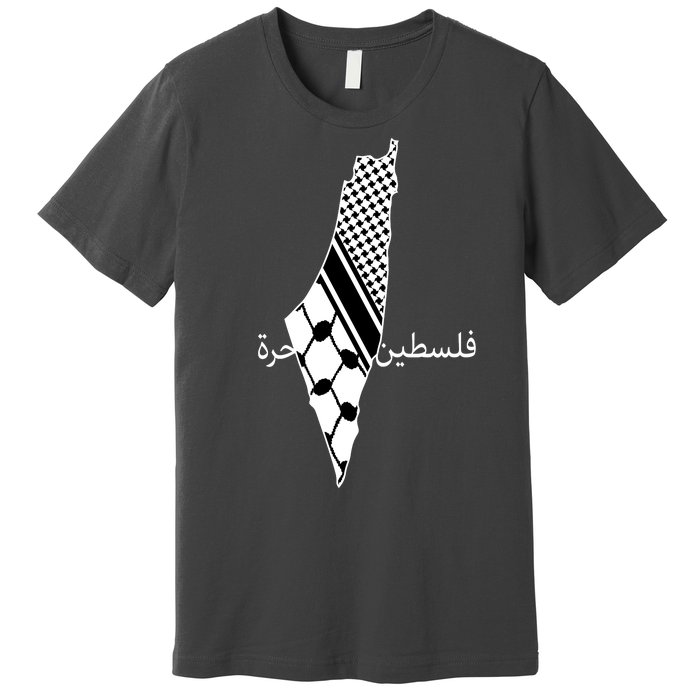 Keffiyeh Scarf Palestine Map Arabic Free Palestine Premium T-Shirt