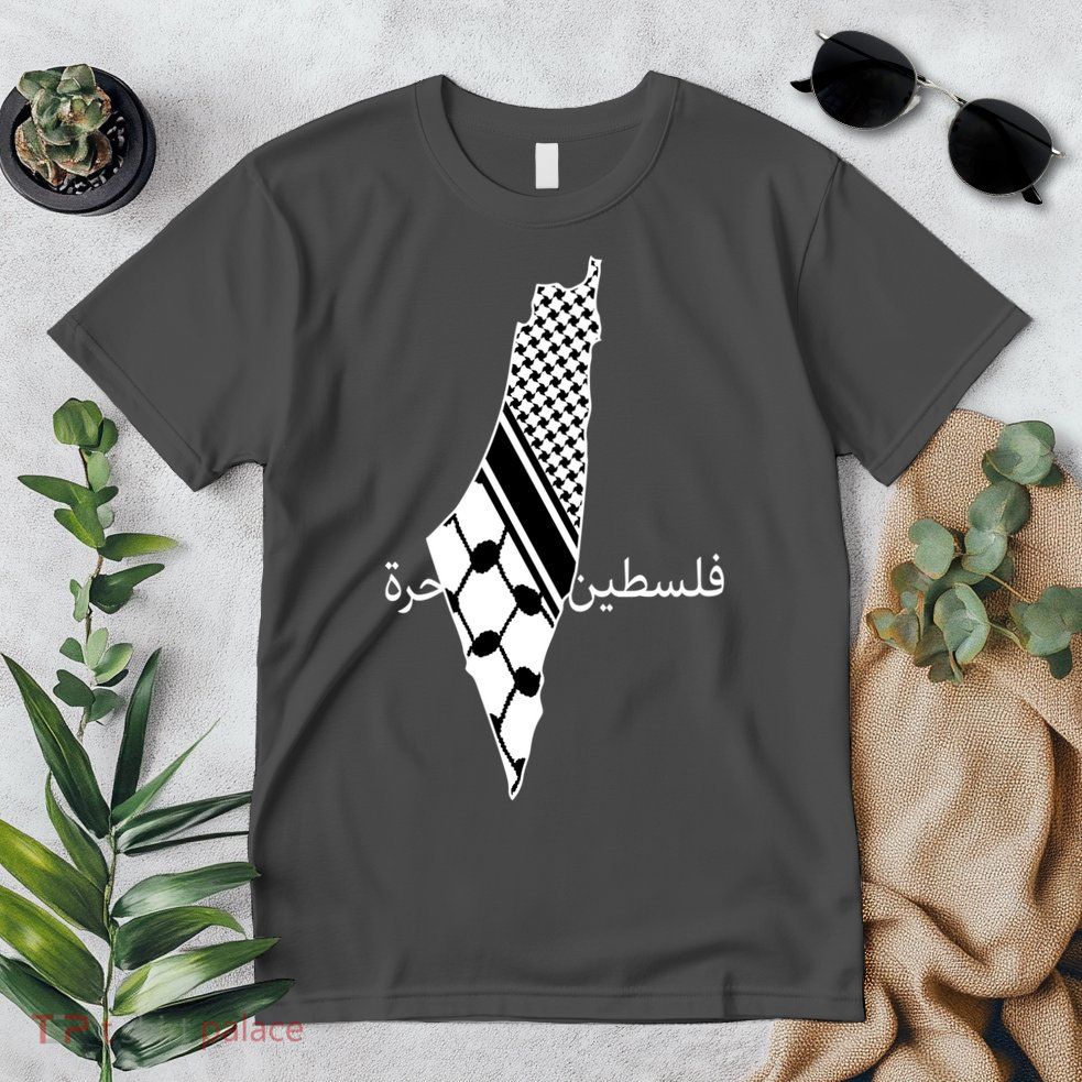 Keffiyeh Scarf Palestine Map Arabic Free Palestine Premium T-Shirt