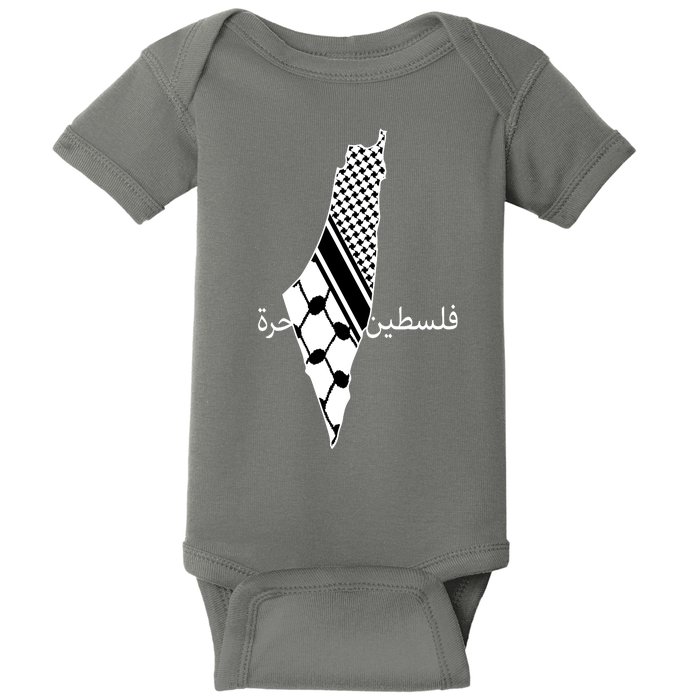 Keffiyeh Scarf Palestine Map Arabic Free Palestine Baby Bodysuit