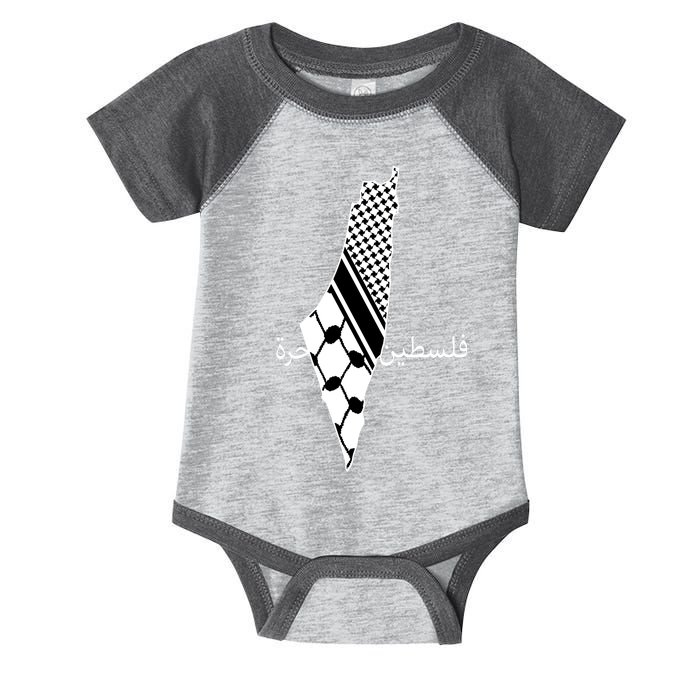 Keffiyeh Scarf Palestine Map Arabic Free Palestine Infant Baby Jersey Bodysuit