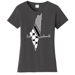 Keffiyeh Scarf Palestine Map Arabic Free Palestine Women's T-Shirt