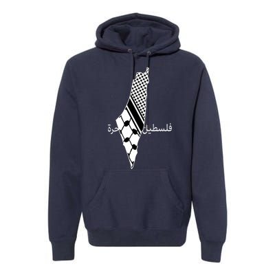 Keffiyeh Scarf Palestine Map Arabic Free Palestine Premium Hoodie