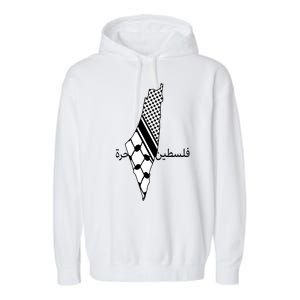 Keffiyeh Scarf Palestine Map Arabic Free Palestine Garment-Dyed Fleece Hoodie