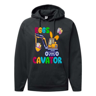 kid EggsCavator Happy Easter Funny Excavator Hunting Egg kid Performance Fleece Hoodie