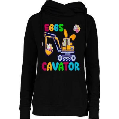 kid EggsCavator Happy Easter Funny Excavator Hunting Egg kid Womens Funnel Neck Pullover Hood