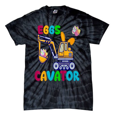 kid EggsCavator Happy Easter Funny Excavator Hunting Egg kid Tie-Dye T-Shirt