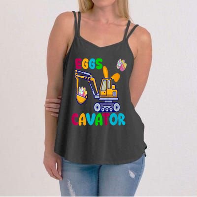 kid EggsCavator Happy Easter Funny Excavator Hunting Egg kid Women's Strappy Tank